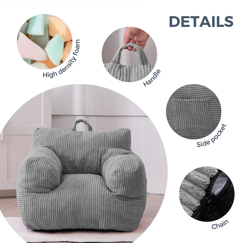 Kids Bean Bag Chair,Sherpa Bean Bag Sofa Couch with Decorative Edges