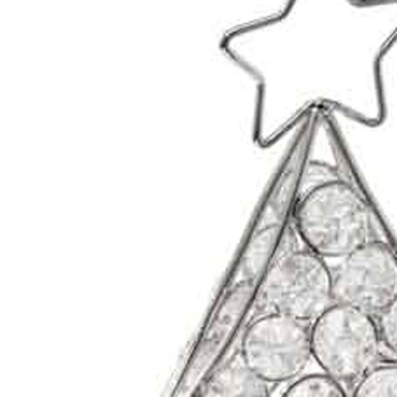 HomeRoots16" Glam Silver And Faux Crystals Christmas Tree Tabletop Sculpture - 4' X '16' X '8