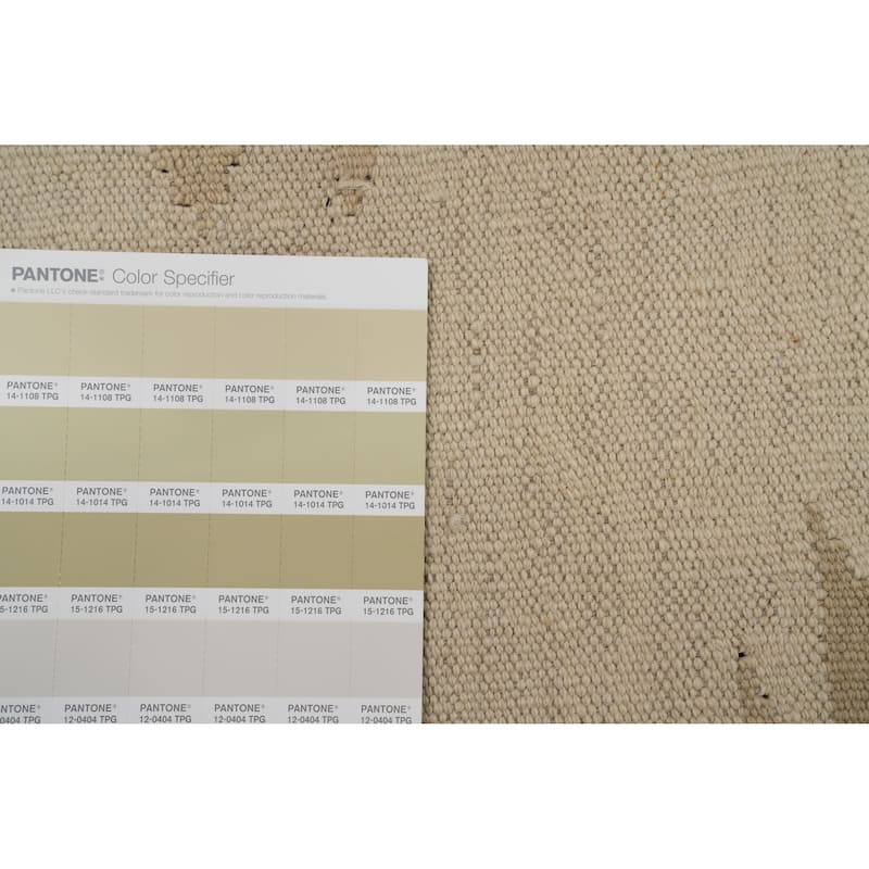 Hand Woven Oriental 100% Wool Carpet Southwestern Tribal Beige & Ivories Kilim Area Rug - 9' 9'' X 8' 1''