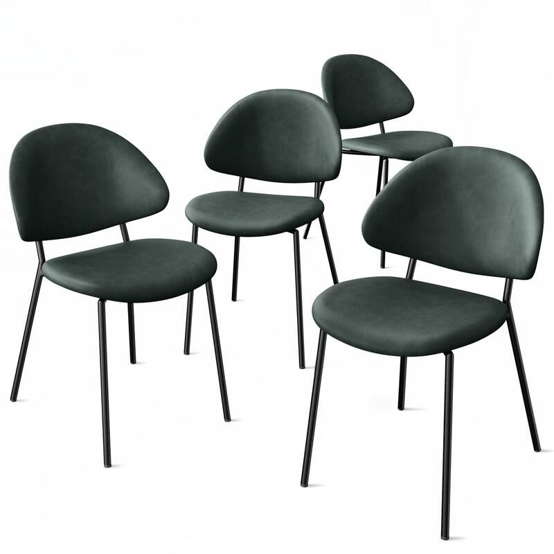 Set of 4 Upholstered PU Leather Dining Chairs(Green)