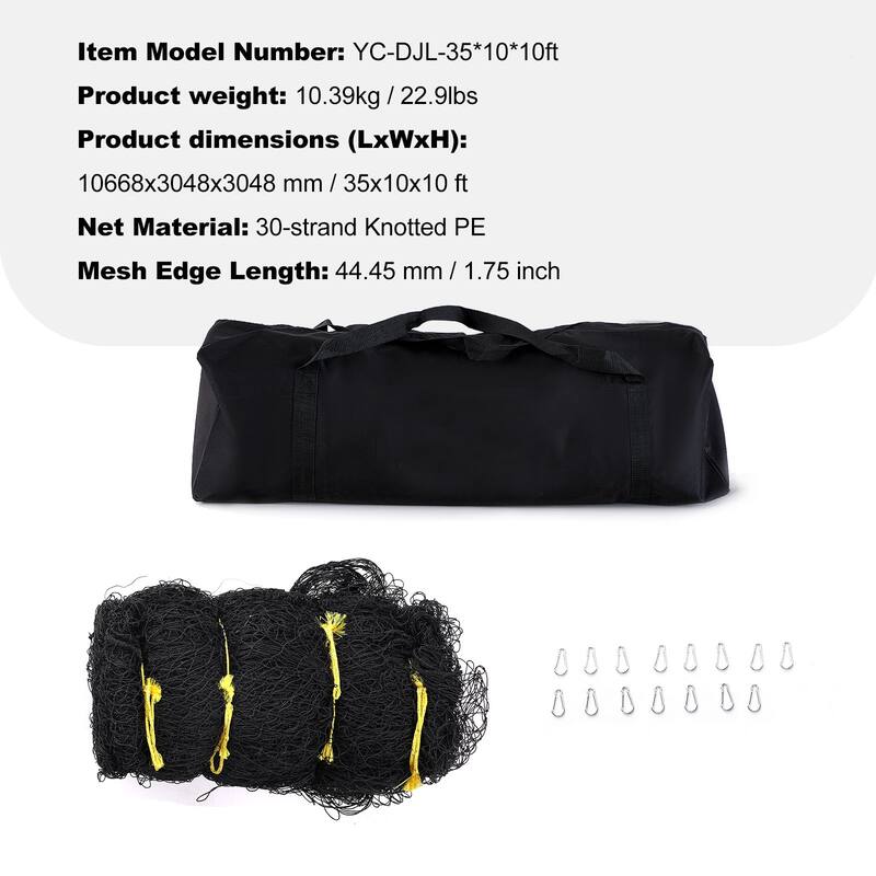 Baseball Batting Netting with Door & Carry Bag, Heavy Duty Enclosed PE Netting, 35FT - 35 feet