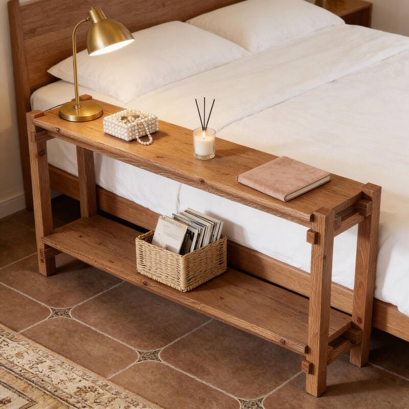 Rossetta 2-Tier Tic-Tac-Toe Leg Design Console Table with Capacious Storage