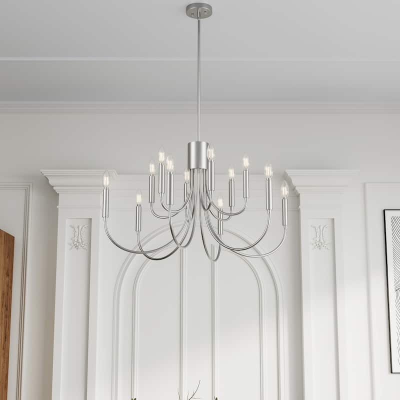 Classic Industrial 12-Light Iron Candle Chandelier for Dining Room Kitchen Island