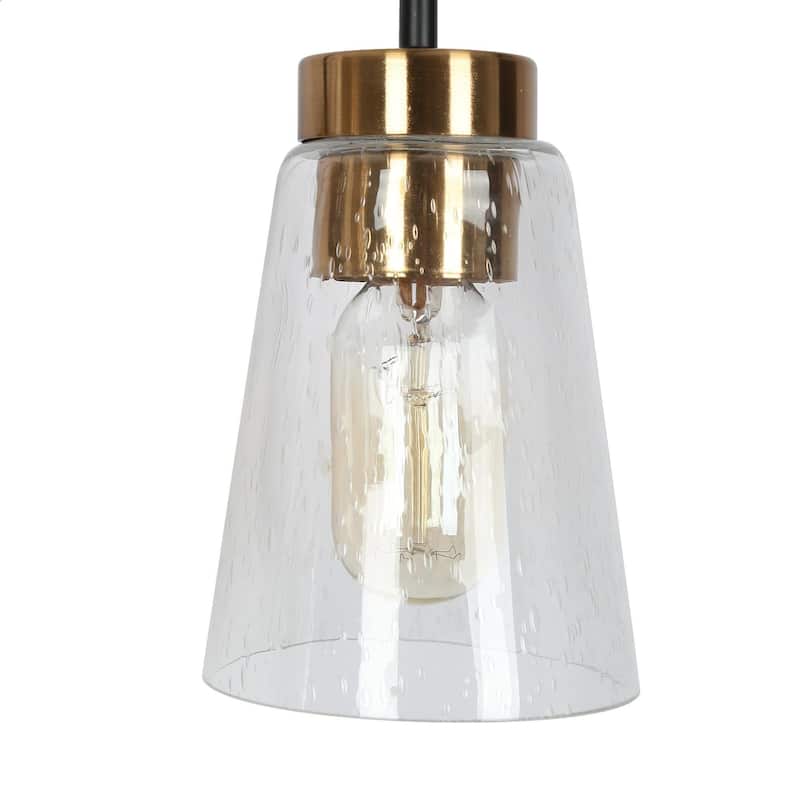 Modern Farmhouse 4-Light Black Gold Bathroom Vanity Lights Dimmable Seeded Glass Wall Lighting - 28.5" L x 7" W x 9.5" H