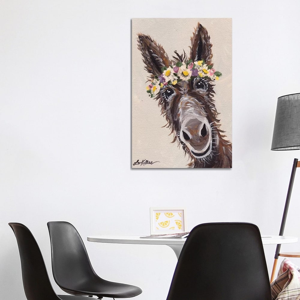 iCanvas "Donkey With Flower Crown" by Hippie Hound Studios Canvas Print