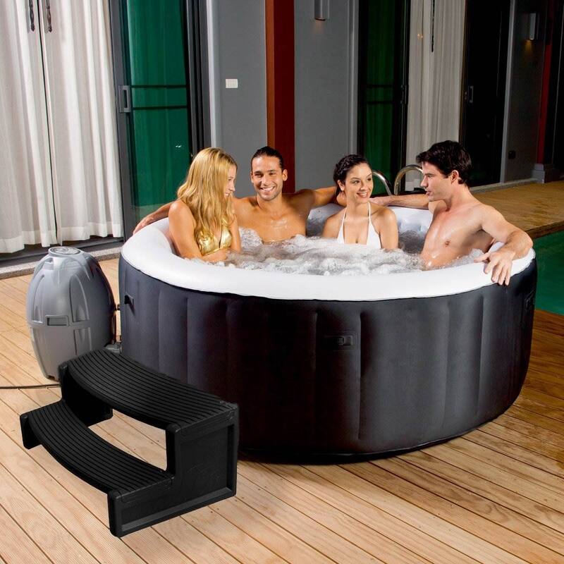 Confer Plastics Hot Tub Handi-Step for Straight & Curved Spa, Black (2 Pack) - 15.45