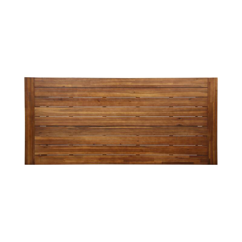 Teak Outdoor Dining Table for 8 Metal Frame Large Rectangular Patio