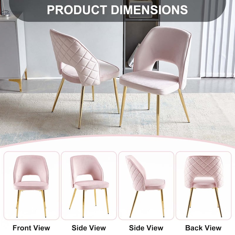 Velvet Dining Chairs with Metal Legs,Set of 4 - Pink