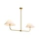 preview thumbnail 7 of 22, Rennnsan 2-Light Modern Black/Gold Linear Fabric Cone Large Pendant Light for Kitchen Island