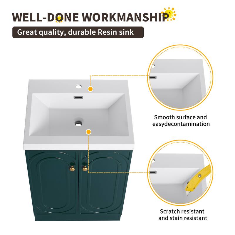 Beingnext 24"/30"/36" Bathroom Vanity with Sink, Freestanding Bathroom Vanity with Soft Close Door and Adjustable Shelf