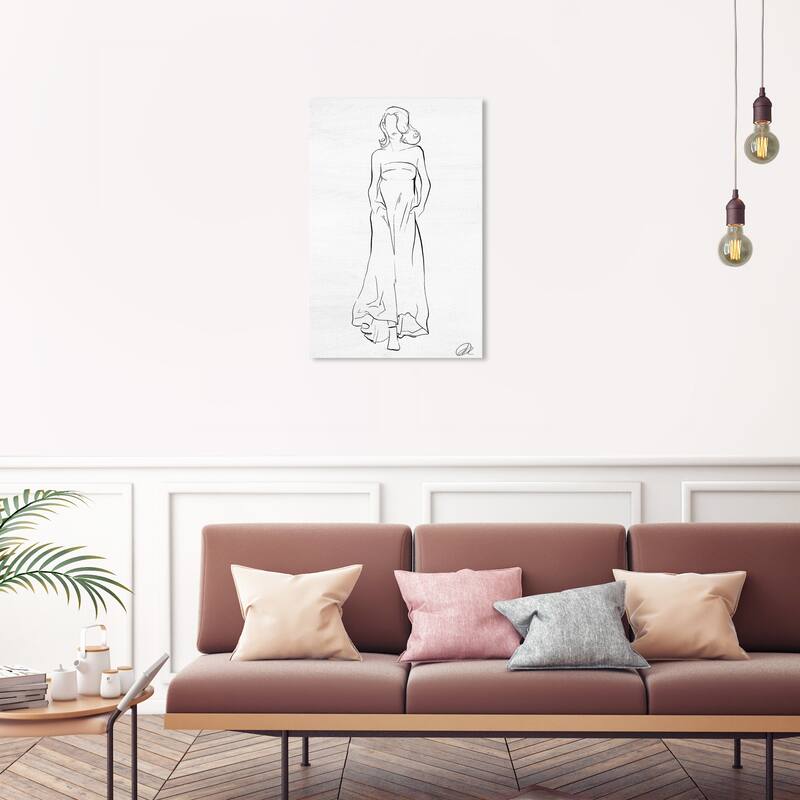 Wynwood Studio Canvas Fashion and Glam Fashion Sketch III Black and Glam Wall Art Canvas Print - 30 x 20