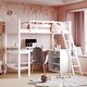 preview thumbnail 1 of 15, Twin Size Wooden Loft Bed with Built-in Desk and Shelves for Space-Saving and Functional Bedroom Design White