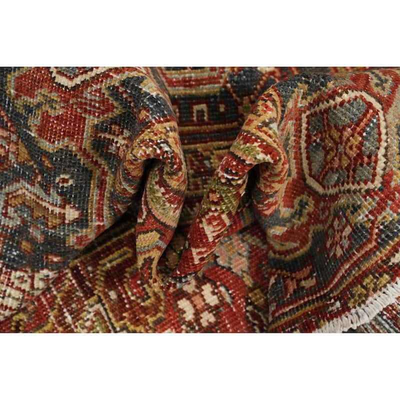 Hand Knotted Oriental 100% Wool Carpet Traditional All-Over Oranges & Rust Heriz (serapi) Area Rug - 10' 0'' X 7' 4''