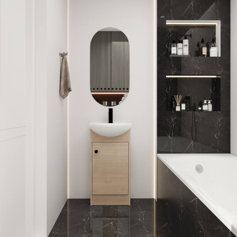 Freestanding 18 Inch Bathroom Vanity, Small Bathroom Vanity With Sink, Bathroom Vanity and Sink Combo (KD-PACKING)