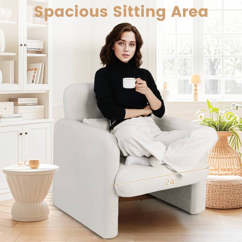 Costway 1/2 PCS Chenille Accent Chair with Removable Lumbar Pillow