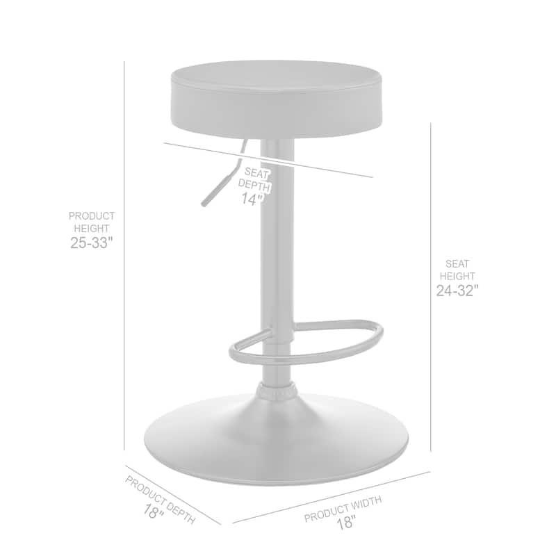 Dax 24" Backless Adjustable Height Bar Stool, Black Finish with Dark Gray Faux Leather