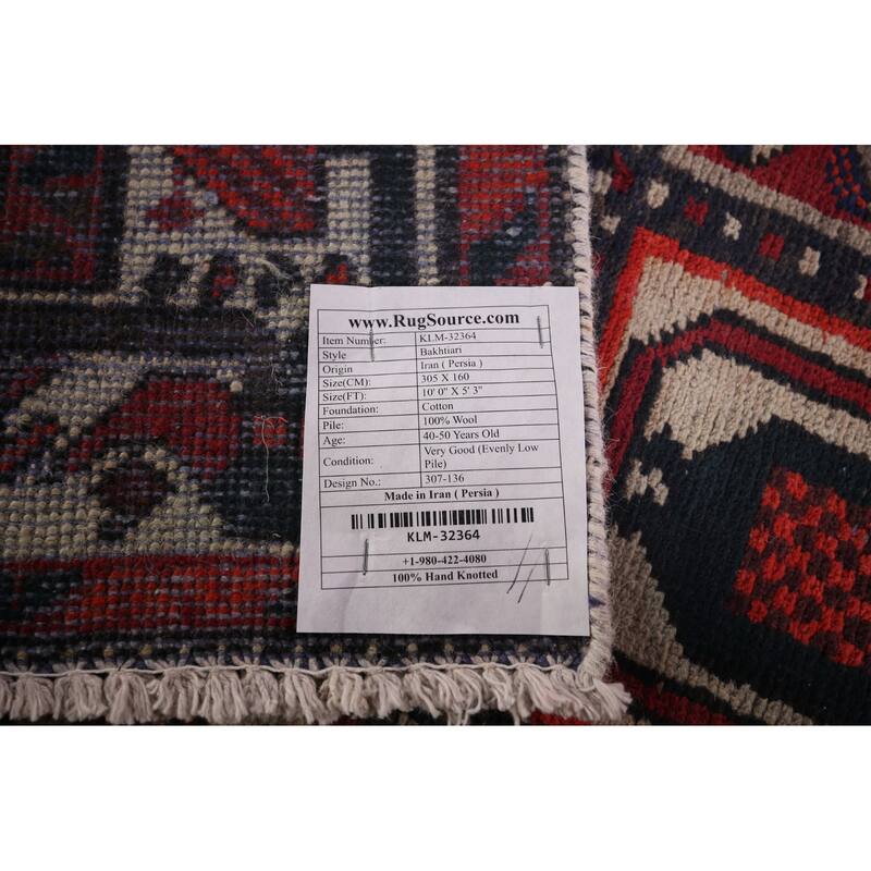 Handmade Garden Design Tribal Bakhtiari Persian Vintage Wool Carpet - 5'3"x 10'0"