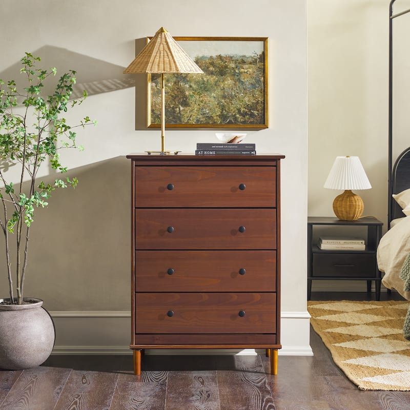 Walker Edison Bullrushes 4-drawer Solid Wood Chest - Walnut