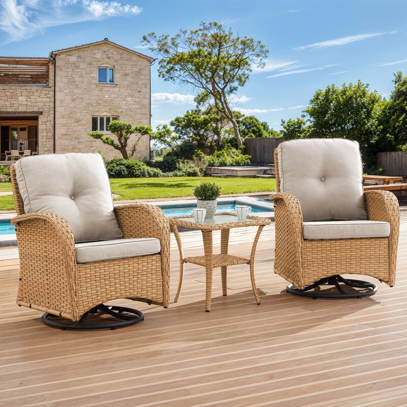 Gymojoy Patio Furniture Set Outdoor Wicker Swivel Glider Chairs Set