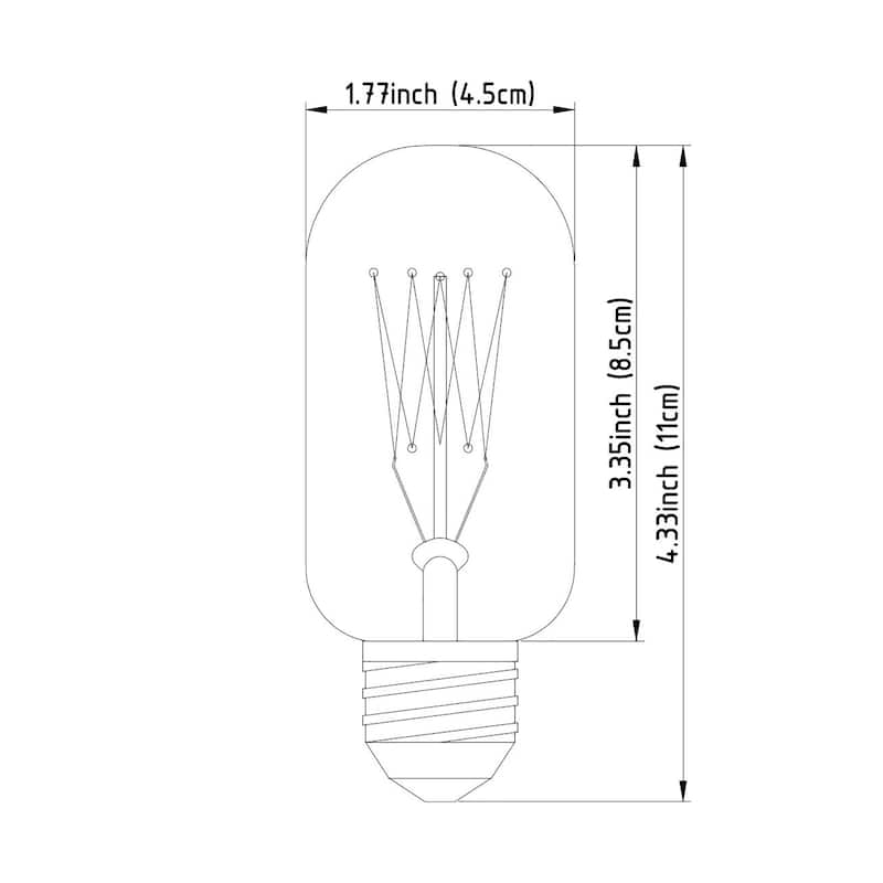 Filament E26 40W Bulb - Clear - 1.5"W x 1.5"D x 4"H