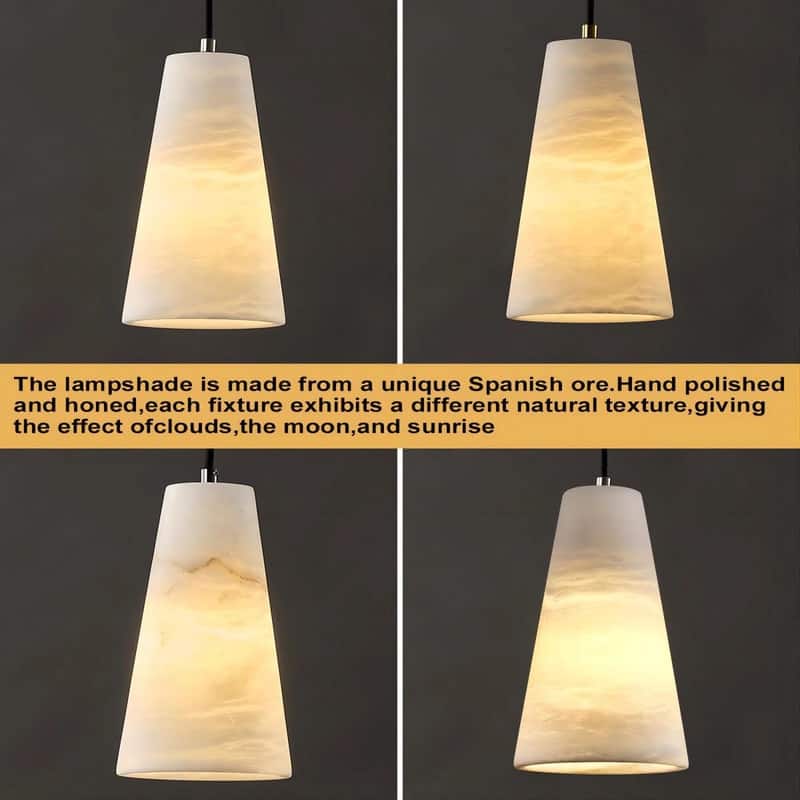 KAYLA 2 Light Pendant Light, Cone Natural Alabaster Shade Pendant Light for Dining Room, Kitchen Island(Bulb Included)