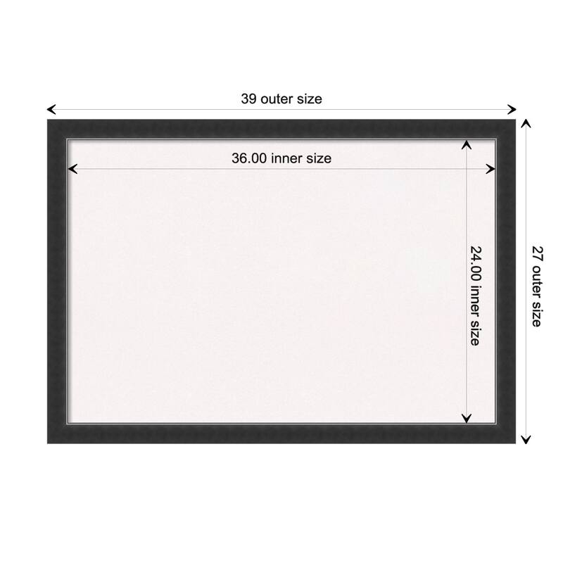 Corvino Black Narrow Wood Framed White Corkboard Bulletin Board - Board Size 36x24