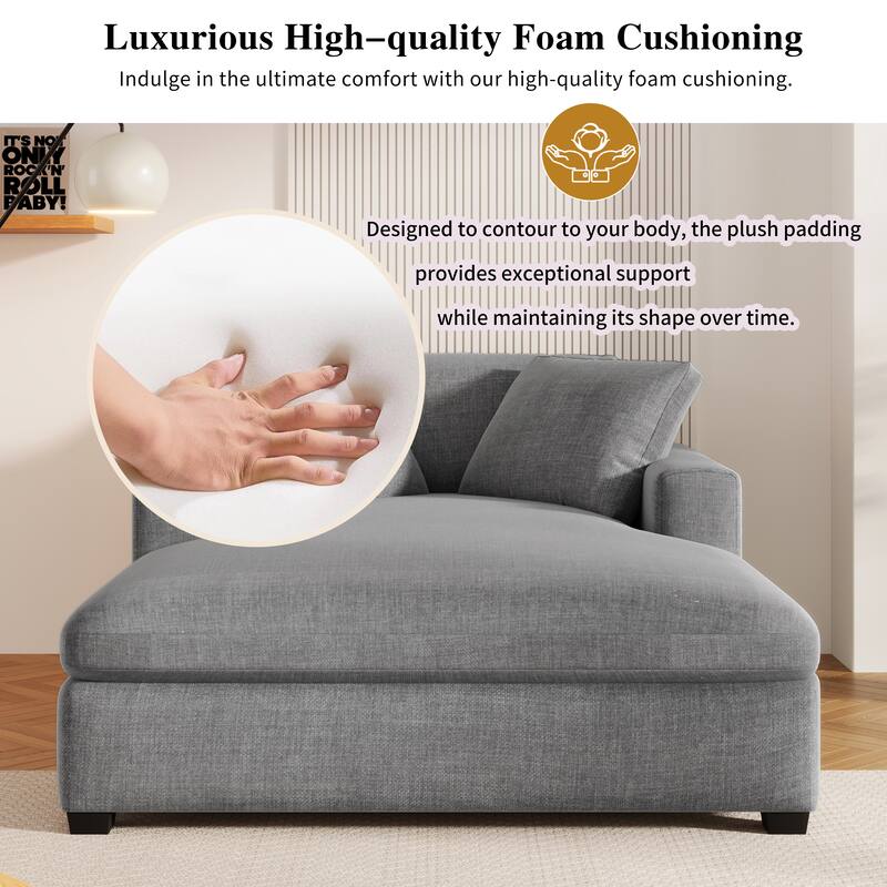 53.5" Oversized Chaise Lounge Lounge Chair, Living Room Upholstered Single Sofa Chair Sleepers Couch Bed