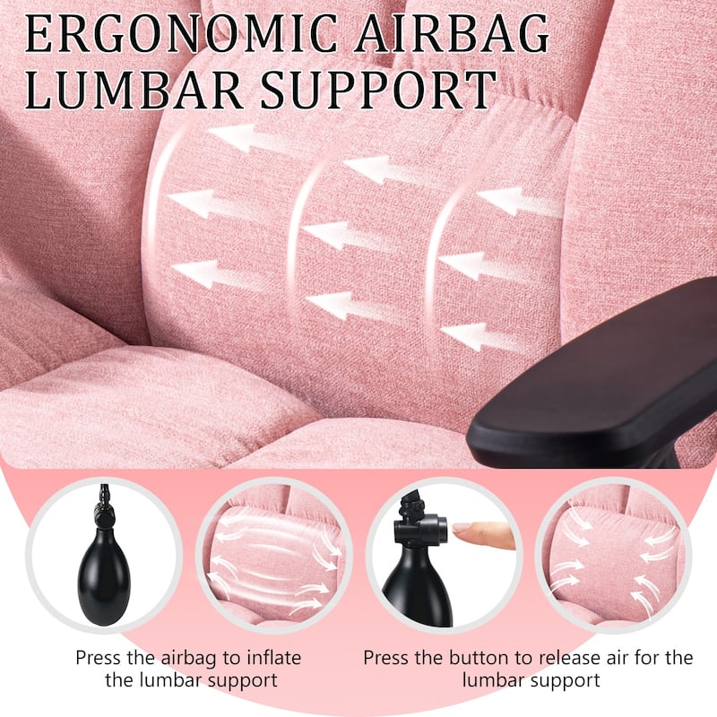 BOSSIN Criss Cross Office Chair with Flip-Up Arms - Wide Seat Desk Chair with Dynamic Airbag Lumbar Support & Wheels