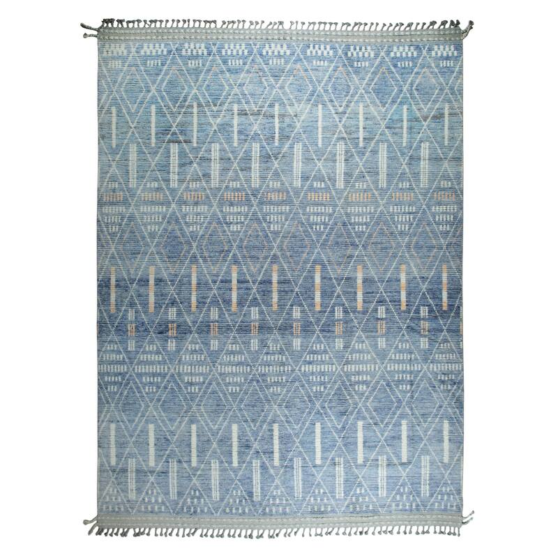 Home Decor Blue Hand-Knotted Wool Contemporary Marrakech Handspun Area Rug. Elegant and Durable Rug for Enhancing Your Living Ro - 9' x 12' - Blue - Rectangle