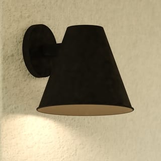 VAXCEL Smith 1-Light Black Contemporary Outdoor Wall Sconce, Durable Steel Cone Shade, LED Compatible, Dark Sky Compliant