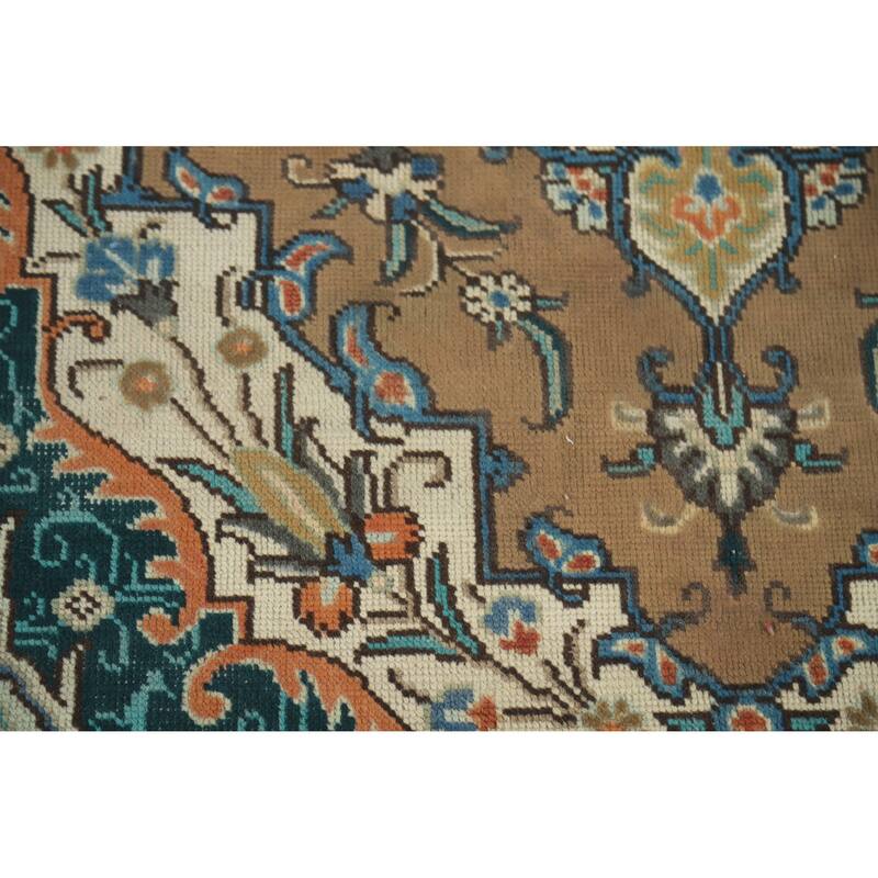 Traditional Brown Tabriz Persian Vintage Rug Handmade Wool Carpet - 4'7" x 6'5"