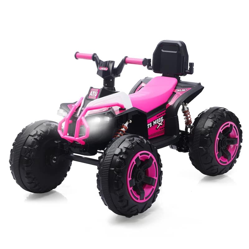 Pink Ride On Toy Car 12V Electric ATV Car, 4 Wheeler Electric Toy Car Off-Road Toy Car with Bluetooth
