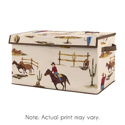 Cowboy Wild West Collection Boy Kids Fabric Toy Bin Storage - Tan and Red Western Southern Country