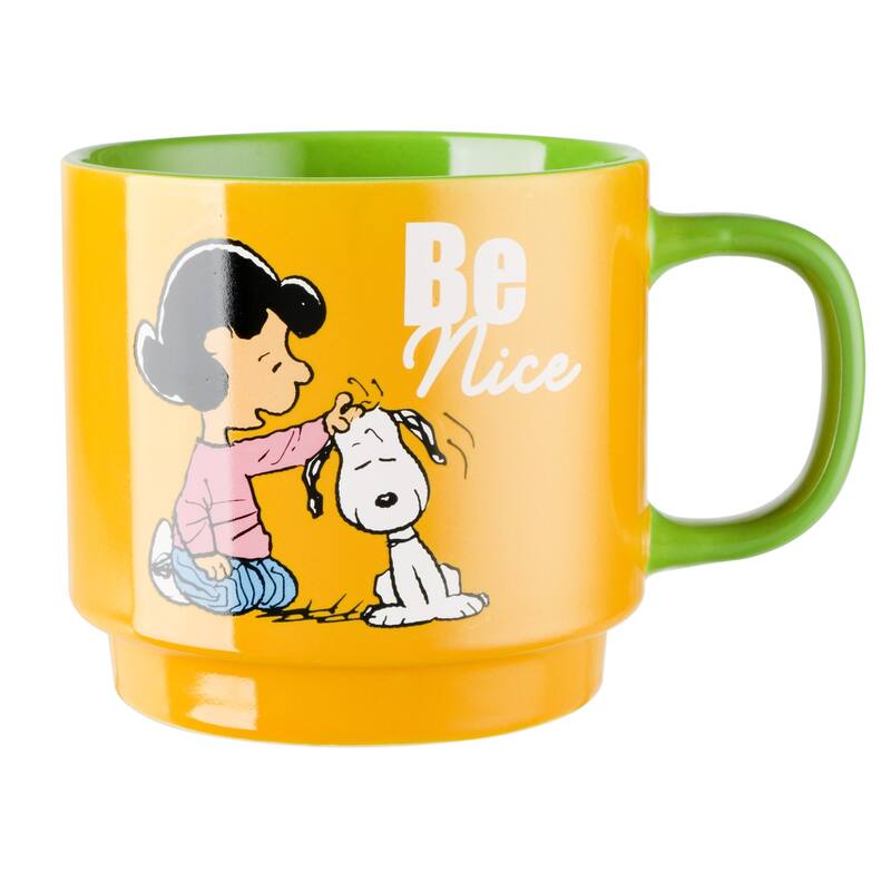 Peanuts 4 Pack 15 OZ Stackable Mugs with a Rack