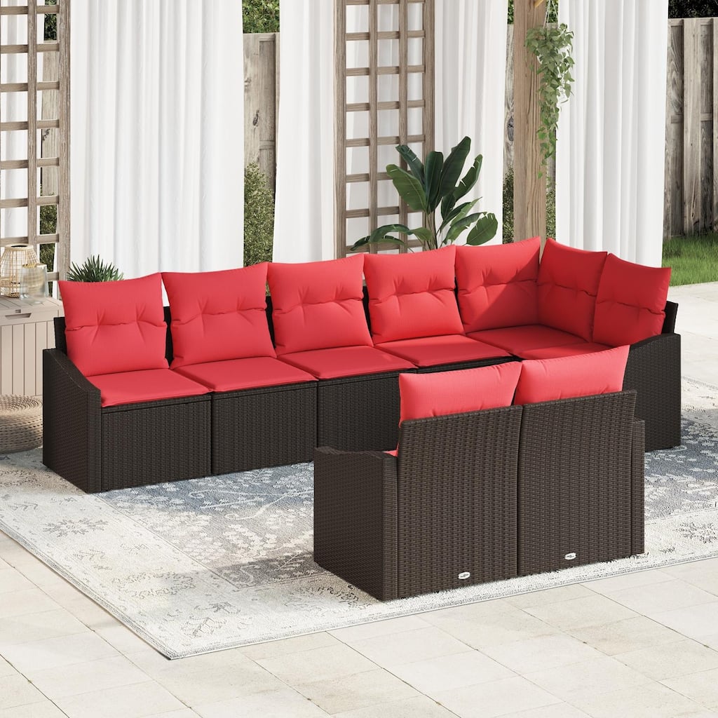 vidaXL 9 Piece Garden Sofa Set with Cushions - 113.6×48.6×27.2