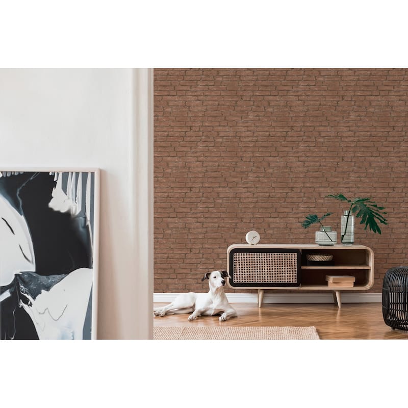 Galerie Wallcoverings Bricks and More Collection Red Clay Brick Matte Finish Vinyl on Non-woven Wallpaper Roll