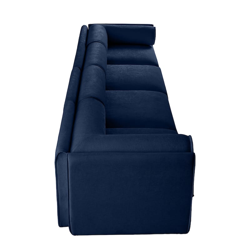 Modern 4 Deep Seat Modular Sofa with Storage, Cylindrical Backrest & Armrests