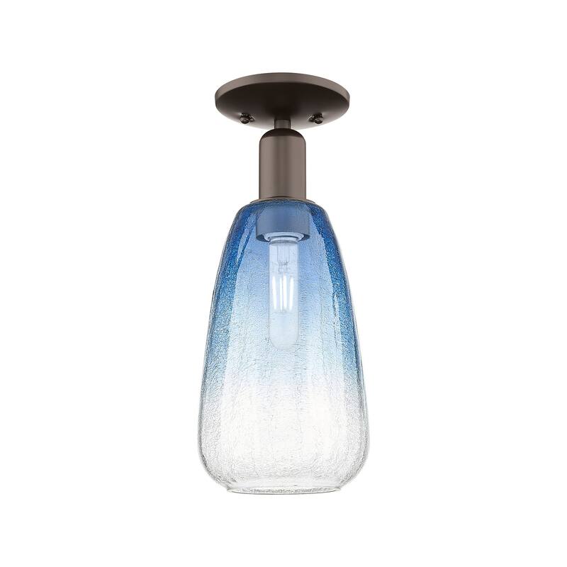 Innovations Lighting 716-1C-15-6 Brookhaven Almond Semi-Flush - Oil Rubbed Bronze / Sapphire Blue