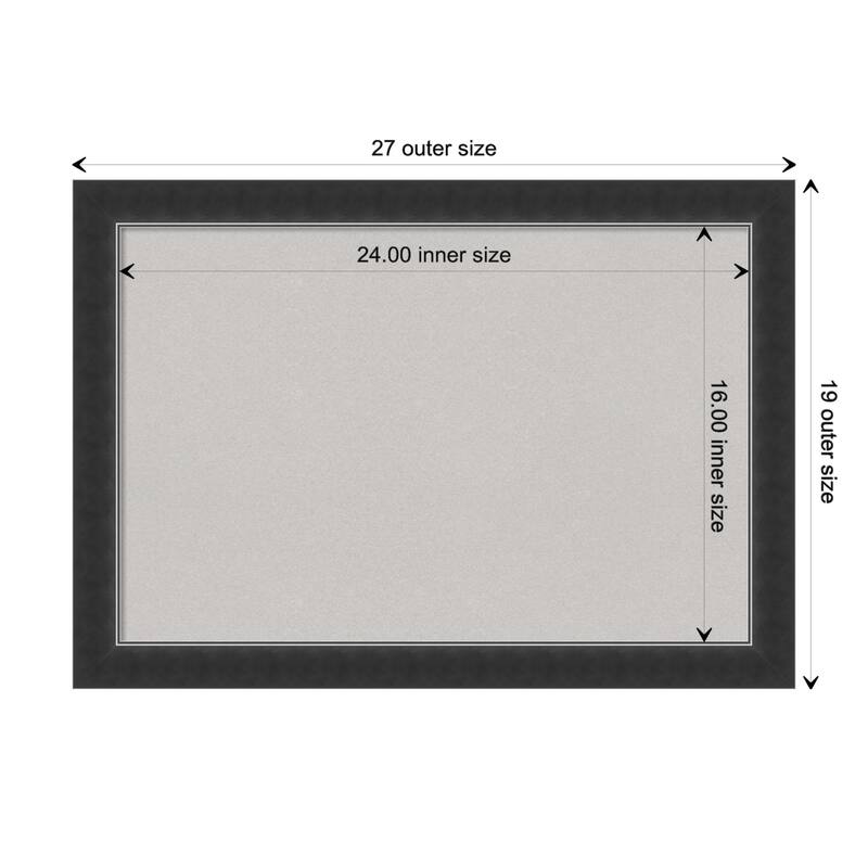 Corvino Black Narrow Wood Framed Grey Corkboard Bulletin Board - Board Size 24x16