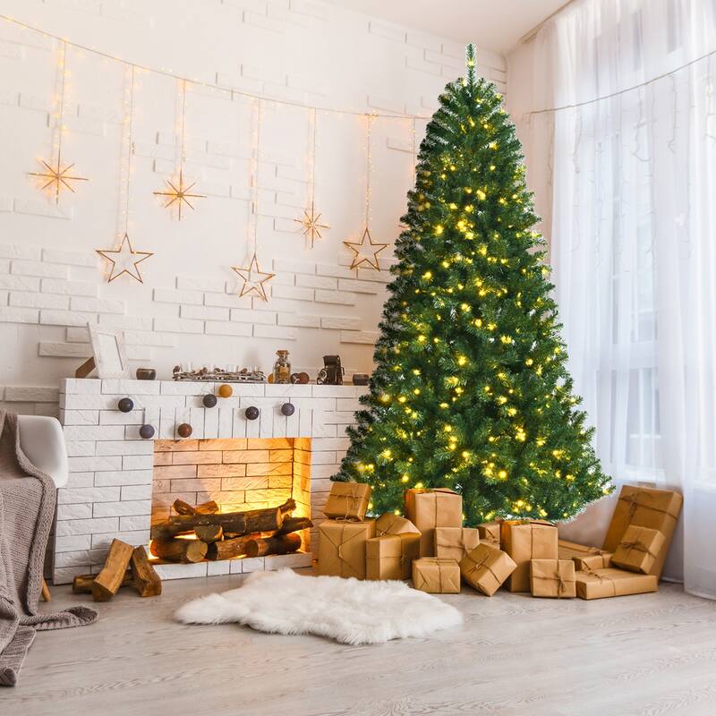 Gymax 6/7/8 FT Pre-lit Artificial Christmas Tree Hinged Xmas Tree w/ 9 - See Details