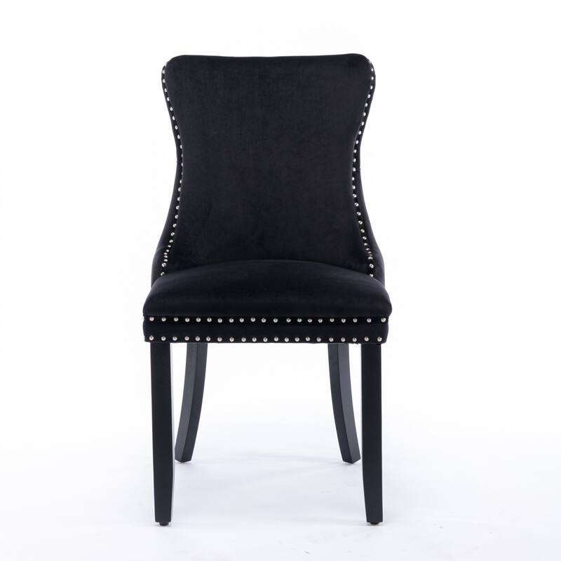 Dining Chairs Set of 2 , Modern Upholstered Wing-Back Dining Room Chair with Solid Wood Legs, Fabric Side Chair
