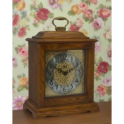 Chiming Wooden Quartz Mantle Clock - 13" - Dark Oak