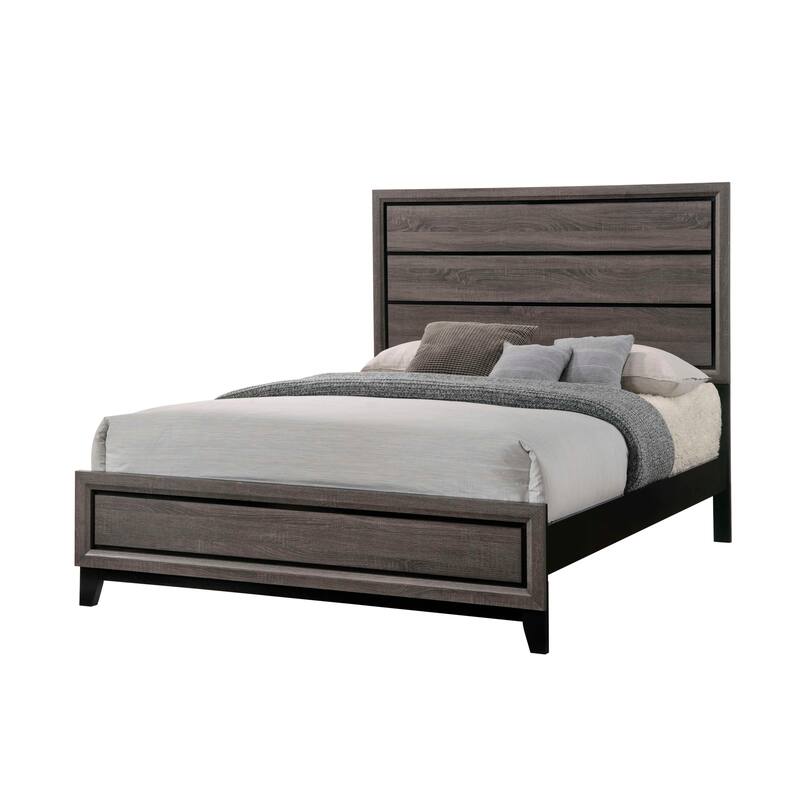 Driftwood Grey King Bed with Tapered Legs