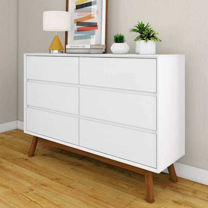 Max and Lily Mid-Century Modern 6-Drawer Dresser