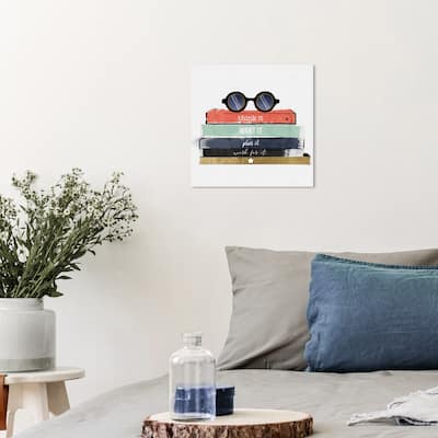 Wynwood Studio Canvas Fashion and Glam Study Books Black and Mint Green Glam Wall Art Canvas Print