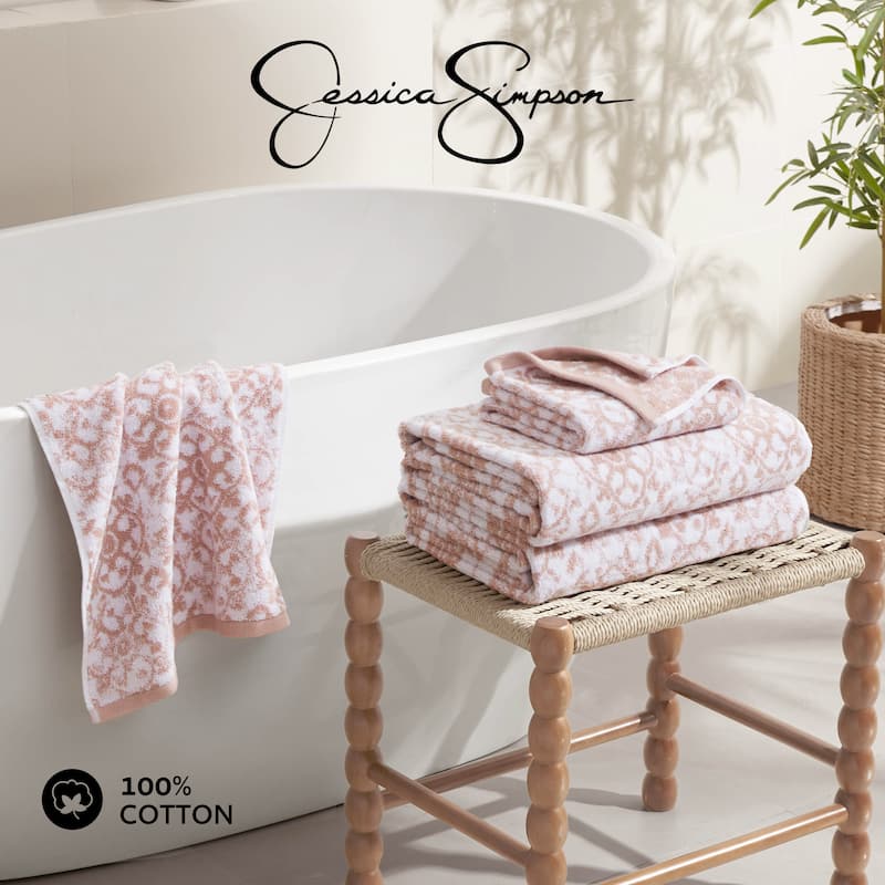 Jessica Simpson Aziza Collection Patterned Bath Towels, Set of 4
