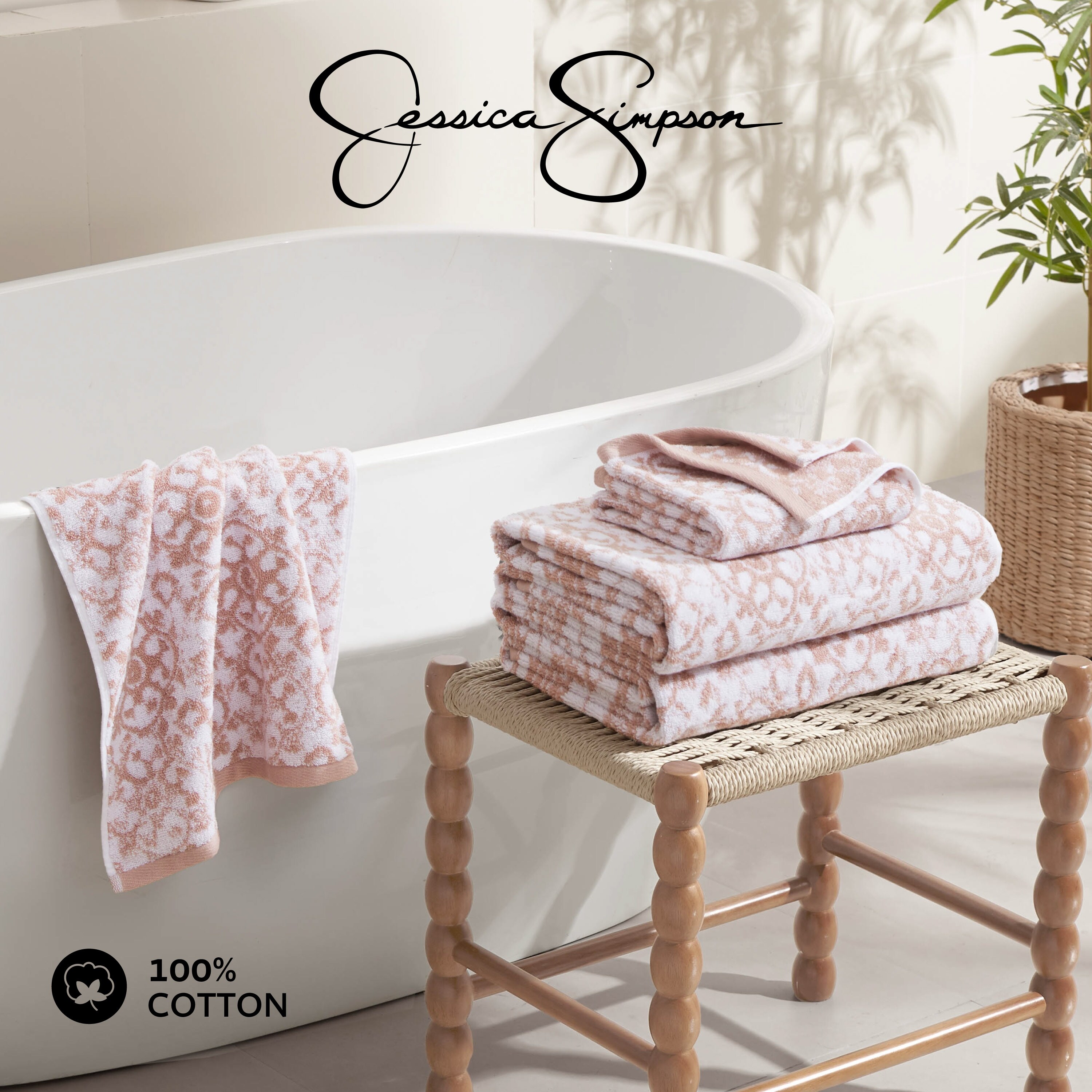 Jessica Simpson Aziza Collection Patterned Bath Towels, Set of 4