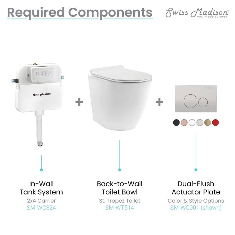Swiss Madison 2 x 4 Concealed In-Wall Toilet Tank Carrier System - White