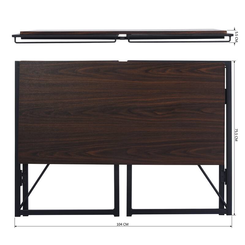 Industrial Home Office Bundle - 4-Tier Folding Bookshelf and 39" Study Desk, No Assembly Required