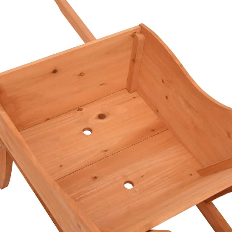 vidaXL Wheelbarrow Planter Natural Wood Solid Fir Wood Large Portable - 17.9 x 50.4 x 16.9